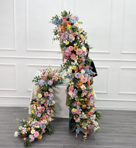 2025 Venta caliente flores de boda Color Artificial flor corredor seda Rosa flor corredor mesa de boda para decoración de eventos - Product Image 6