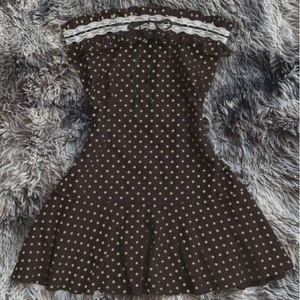 Vestido Corto de Tirantes con Encaje y Parches, Estampado de Puntos, Ajustado a la Cintura, <span class=keywords><strong>Estilo</strong></span> Dulce y Delgado para Mujer - Product Image 6