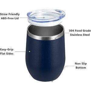 Vaso de Acero Inoxidable de Doble Capa con Aislamiento al Vacío, Diseño de Huevo en Forma de U, 12 oz, para Vino Tinto - Product Image 2