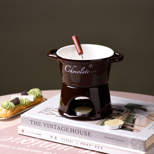 En stock : Ensemble de <span class=keywords><strong>fondue</strong></span> au chocolat en céramique 300 ml, mug à <span class=keywords><strong>fondue</strong></span> au fromage, chauffe-beurre avec fourchette, qualité alimentaire - Product Image 6