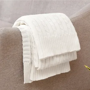 Роскошные украшения для дома Современные однотонные 100% хлопчатобумажные вязаные одеяла