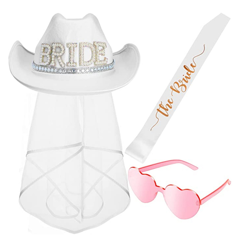 Шляпа Свадебная из нетканого материала MRS BRIDE TO BE, белая ковбойская шляпа в западном стиле с надписью из горного хрусталя и жемчужинами