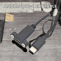 Kabel Ekstensi USB-C Kustom 0.3m Jantan ke Betina Tipe-C 3A Pengisian Cepat Tembaga Murni Berpelindung dengan Pemasangan Panel
