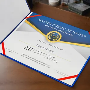 Gold Foil Emboss Certificate Paper Of Achievement With Diploma Graduation Cover And Seals University Award Diploma Set Custom