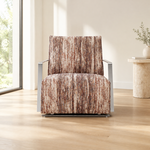 Fabric Armchair Chrome Frame Loose <b>Cushions</b> Striped Upholstered Low Profile Accent Chair Lounge Chair Living Room Villa - Product Image 2