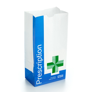 Sac en papier kraft blanc biodégradable écologique avec logo imprimé personnalisé voyage aérien imprimé flexo SOS Prescription maladie médicale - Product Image 2