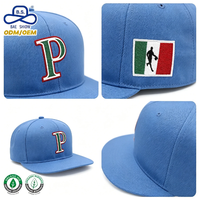 Casquettes de baseball à visière plate de qualité supérieure, personnalisées avec un patch brodé du drapeau mexicain, bleu clair, pour les fans de hip-hop et de sport, pour les activités et les événements