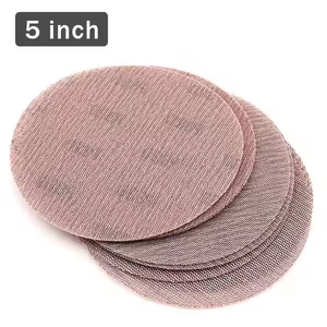 50個5インチ80 100 120 150 320アソートグリットメッシュサンディングディスクフックとループメッシュサンドペーパー木製家具床用 - Product Image 1