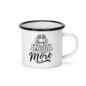 Tazas de Metal Esmaltadas al por Mayor, Populares en Europa, 350ml, Taza de Cappuccino Personalizada, Taza de Campamento con Serigrafía - Product Image 3