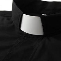 Chemise à col à languettes pour clergé, manches longues, pour costume de prêtre, col à languettes amovibles, fermetures à boutons, mélange coton-polyester
