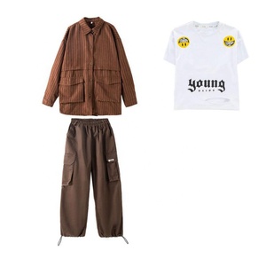 Kids Teen Cool Streetwear Hip Hop Clothing Oversize Brown Jacket Tops Joggers Pants for Girl Boy Jazz <strong>Dance</strong> Costume <strong>Kpop</strong> <strong>Clothes</strong> - Product Image 5