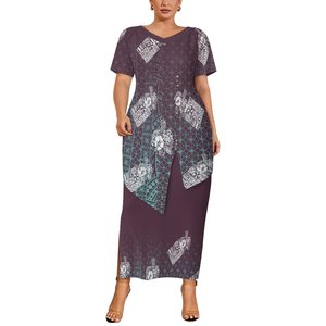 2025 nuovo <span class=keywords><strong>abito</strong></span> da donna estivo polinesiano con stampa tribale Samoa Samoa Puletasi Set completo 2 pezzi - Product Image 4