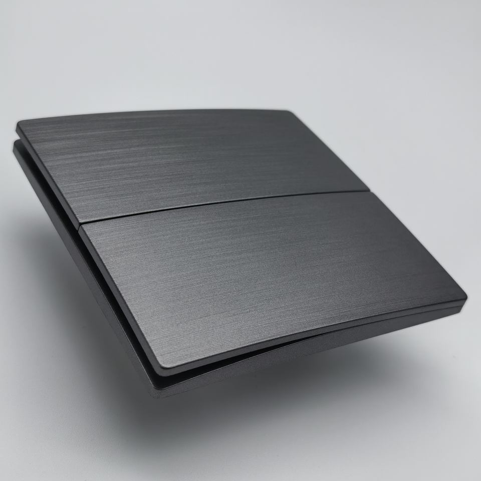 British Standard Two Gang Frameless Manufacturer Fashion Design Classical Black Wall Switch for Commercial Home Use