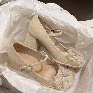2026 Summer Autumn New French Style <b>Bridal</b> Mary Jane Slip-On Shoes Retro British Thick Sole Leather <b>Flats</b> Block Heel Fashion - Product Image 1