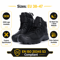 Chaussures de sécurité en cuir fendu avec embout et semelle intermédiaire en acier, norme européenne, semelle extérieure en PU résistante à l'huile et antidérapante, bottes de travail industrielles