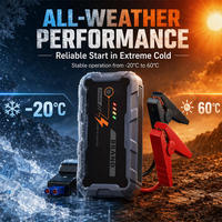 Démarreur de secours 1500A, 12000mAh, chargeur de batterie de voiture portable, batterie externe d'urgence, type C, charge rapide, lampe torche LED