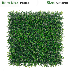 Panneau de haie murale en herbe artificielle verte 50x50cm, mélange de feuilles de lance variées, plante artificielle pour aménagement paysager, décoration extérieure commerciale - Product Image 3