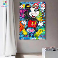 UNIART Street Graffiti Art Moderne Mickey Mini in love collage Impression sur Toile Art Mural Poster Prints Toile Peinture Art Mural