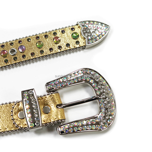 Ceinture <span class=keywords><strong>porte</strong></span>-jarretelles en cuir style occidental avec boucle en strass et incrustation de luxe, design scintillant réglable pour robes, jeans et tenues de soirée - Product Image 6