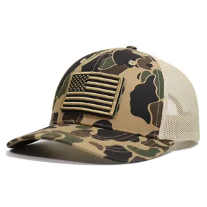 Custom USA Flag Camouflage Tactical Cap Embroidery Cotton Hat Male Summer Sports America Mesh Trucker Cap