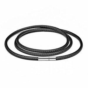 थोक मोम वायर गर्भनाल हार स्टेनलेस स्टील अकवार 1.5mm/2mm व्यास चमड़े हार रस्सी श्रृंखला हार - Product Image 1
