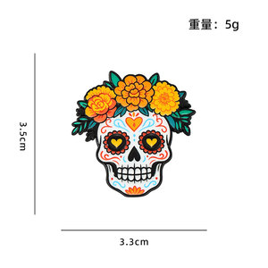 Spille smaltate messicane per il Giorno dei Morti, decorazioni in metallo a forma di zucchero, spille distintive per zaini e abbigliamento - Product Image 2