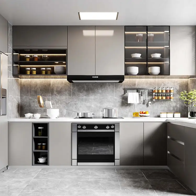 Modern modüler küçük tasarım mauritius asılı zarif minimlist dubai durdurulan mutfak dolabı tezgah üstü