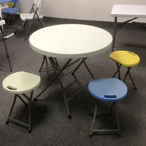 طاولة دائرية قابلة للطي 1.2 متر محمولة وصغيرة ويمكن تعديل ارتفاعها طاولة للحديقة طاولة عمل مكتب تخييم نزهات للأنشطة الخارجية