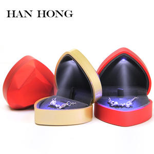 Factory customized heart-shaped velvet hinge closure jewelry <b>box</b> with ribbon, suitable for <b>rings</b> and necklaces - Product Image 3