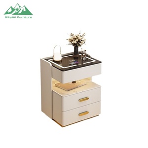 Mesa de Cabeceira Inteligente Luxuosa Wayon com 3 Gavetas, Carregamento Sem Fio e Luz LED, Mesa de Cabeceira Moderna com Tampo de Vidro para Quarto Principal - Product Image 5