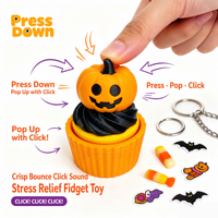 Porte-Clés Cliqueur Cupcake Halloween Imprimé en 3D Jouet Fidget Pop Out Appuyer Anti-Stress Bureau Fête