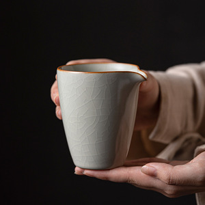 Taza de cerámica Ru Kiln Ice Crack, color beige, forma cilíndrica, para la ceremonia del té Kung Fu - Product Image 2