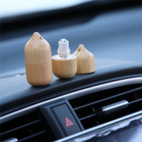 Mini flacon roll-on en verre et bois de 2 ml, portable, pour huiles essentielles et parfums, rechargeable, contenant d'aromathérapie
