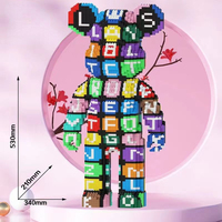 Décoration de la maison, assemblage de 53cm lettre ours modèle 3D Mini brique figurine jouets ours coloré Micro blocs de construction