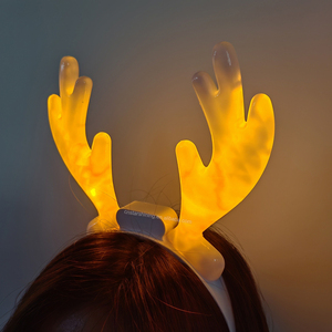 Diademas de Cuerno de Ciervo Blancas con Luz Amarilla Brillante, Suministros de Fábrica, Gran Venta, Diadema de Asta LED de Alta Calidad, Regalos para Halloween, Navidad y Festivales - Product Image 2