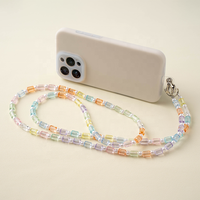 En gros, Sangles de téléphone et lanières pour téléphone mignonnes en perles acryliques colorées bonbon, avec breloque porte-clés, style bandoulière