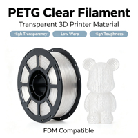 Filamen PETG Kristal Jernih 175mm Bahan Cetak 3D Transparan dengan Hasil Akhir Seperti Kaca yang Sangat Jernih 1kg