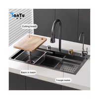 Évier de cuisine en acier inoxydable moderne multifonctionnel de haute qualité en gros, évier de cuisine avec articles en stock