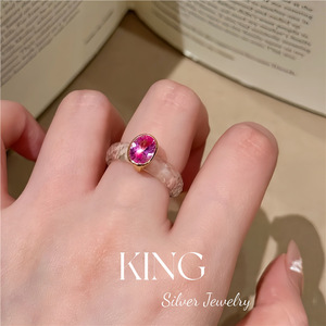 King Silver Jewelry Faceted Crystal Ring Women's Fashion Geometric Design Everyday Wear - Product Image 5