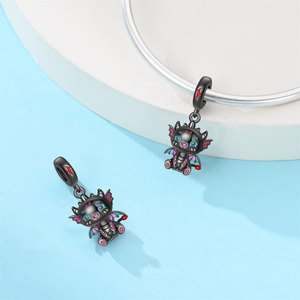 Abalorios de cobre chapados en plata con diseño de mariposa delicada y circonitas, ideales para pulseras europeas, joyería de moda. - Product Image 4