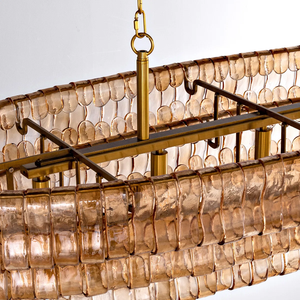 Grande <span class=keywords><strong>lampadario</strong></span> in <span class=keywords><strong>vetro</strong></span> illuminazione <span class=keywords><strong>Vintage</strong></span> lungo ovali grigie lampade sospese sopra la sala da pranzo - Product Image 6