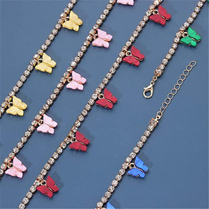 अनुसूचित जाति थोक घन Zirconia टेनिस श्रृंखला पायल कंगन उच्च गुणवत्ता सोना मढ़वाया एक्रिलिक राल तितली पायल महिलाओं 2023 - Product Image 5