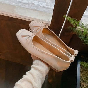 Bow trang trí nội thất hai giai điệu căn hộ ăn mặc Giày thời trang thanh lịch Vòng Toe căn hộ ba lê giản dị cho phụ nữ - Product Image 3