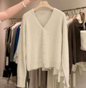 קרדיגן סרוג לנשים דגם JAC22 B2036 עם צווארון וי, סתיו חורף, חדש, קז'ואל, בצבע אחיד, מראה רחב - Product Image 4