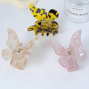 Hola oro moda único colorido coreano acrílico acetato abrazaderas pelo mariposa garra Clips