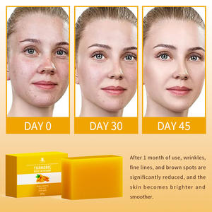 Оптовая продажа, глубокое очищение темных пятен для лица, Удаление прыщей, свечение, отбеливание гладкой кожи, ручная работа, мыло с куркумой - Product Image 6
