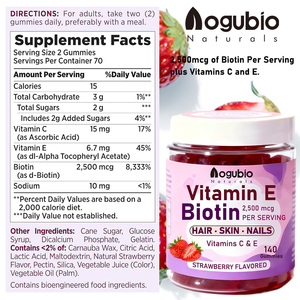 Harga pabrik suplemen Vitamin dengan Biotin 2500 Mcg Plus Vitamin C dan E kesehatan untuk wanita stroberi Biotin Gummies - Product Image 2