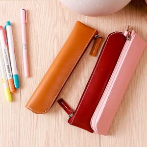 Estuche portátil para lápices de estilo coreano, estuche simple y moderno, bolsa redonda de color sólido para guardar lápices. - Product Image 3