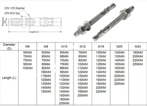 Wedge Anchor Bolt M8 M10 M12 M36 Standard Din 529 Stainless Steel Boulon Concrete Anchor Bolts Drop In Expansion Anchor Price