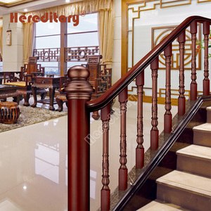 Decoration Brass Wood Stair <strong>Railings</strong> <strong>Classic</strong> European Aluminum Wooden Baluster <strong>Railing</strong> Handrail for Villa - Product Image 3